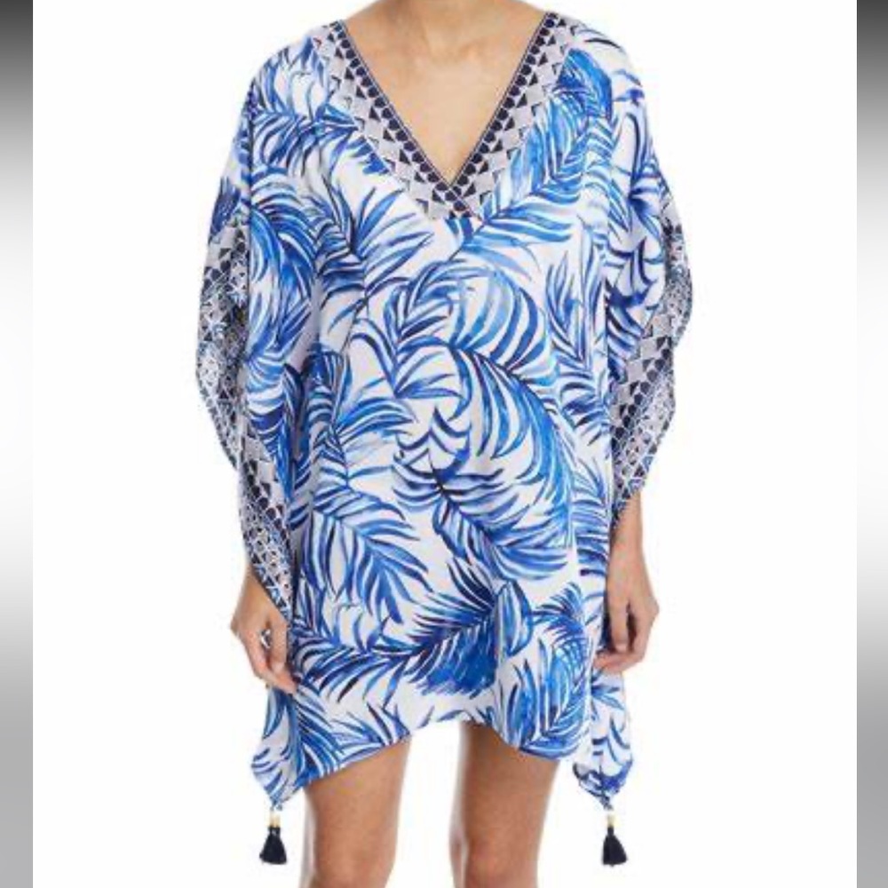 Tommy Bahama Palm Print Swim Cover-Up Tunic ~ in Cobalt Sea
